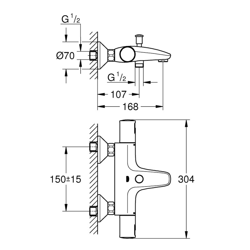 Precision Start termostatarm. til kar ½"
