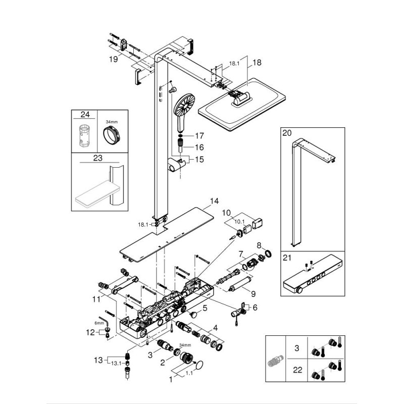 RSH Aqua SmartControl Brusesyst. Firkant