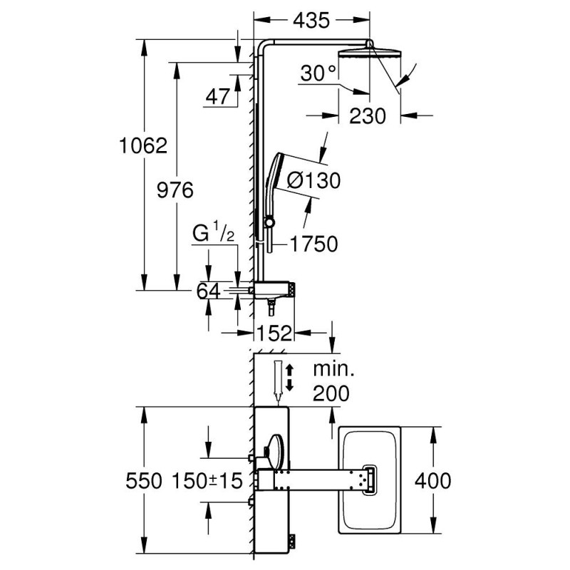 RSH Aqua SmartControl Brusesyst. Firkant